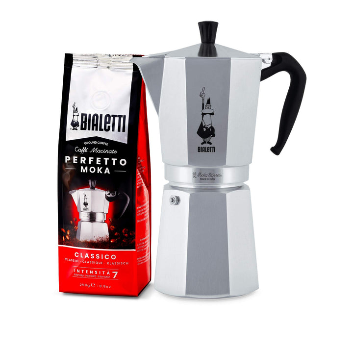 Bialetti Moka Express Espressokocher, Aluminium, Alu, 18 Tassen Perfetto Moka (der ideale Kaffee für