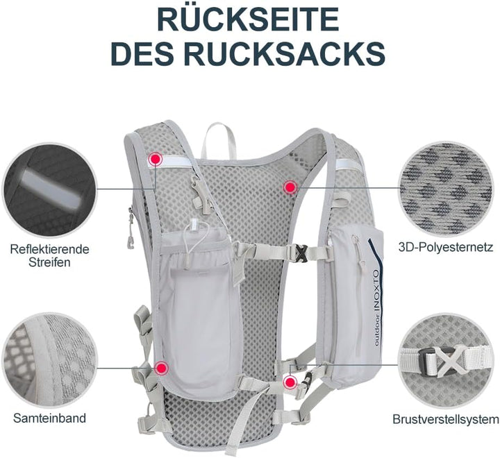 INOXTO Sport Wasserbeutel Weste Mit 1.5l Trinkblasen Running Weste Rucksack FüR Outdoor Wandern Trai