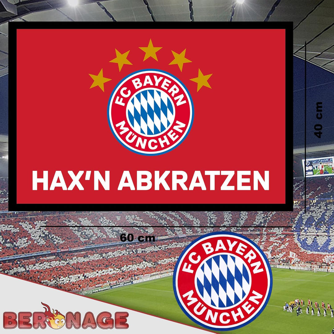 FC Bayern München Fussmatte Hax'n abkratz'n ! 60 cm x 40 cm Schmutzfangmatte mit Rutschfester PVC Un
