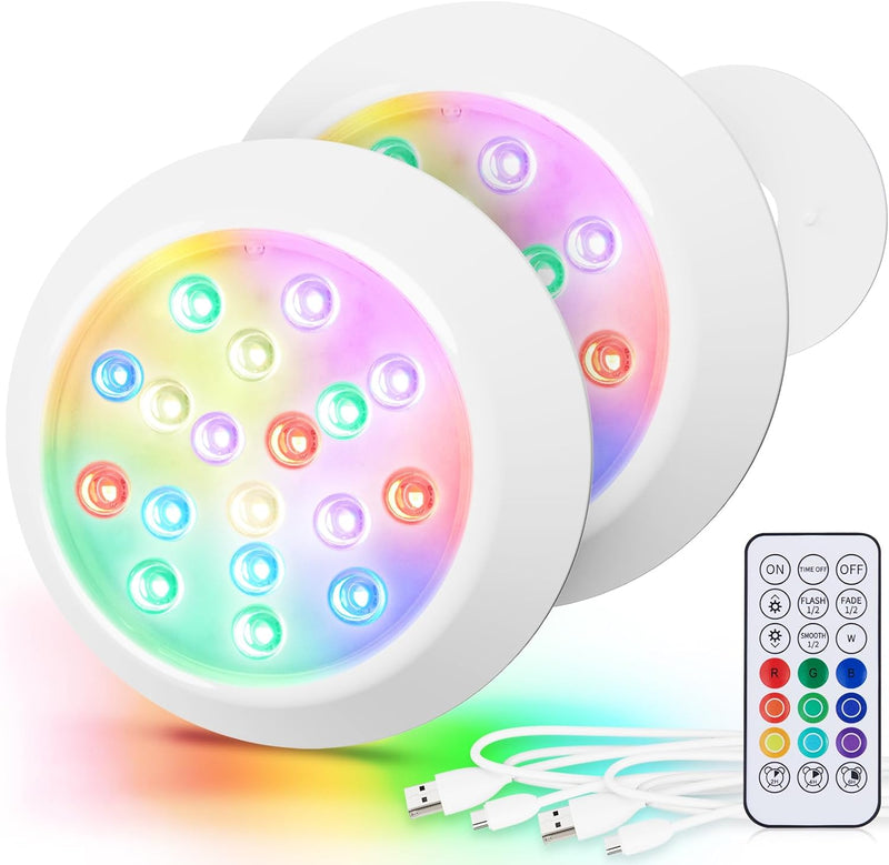 LyLmLe Magnetische LED Poollicht für Aufstellpools,15cm RGBW Unterwasser Led Poolbeleuchtung mit Fer