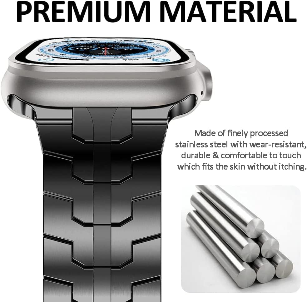 Miimall Edelstahl Armband Kompatibel mit Apple Watch Ultra Armband 49mm, Edelstahl Metall Doppelte F