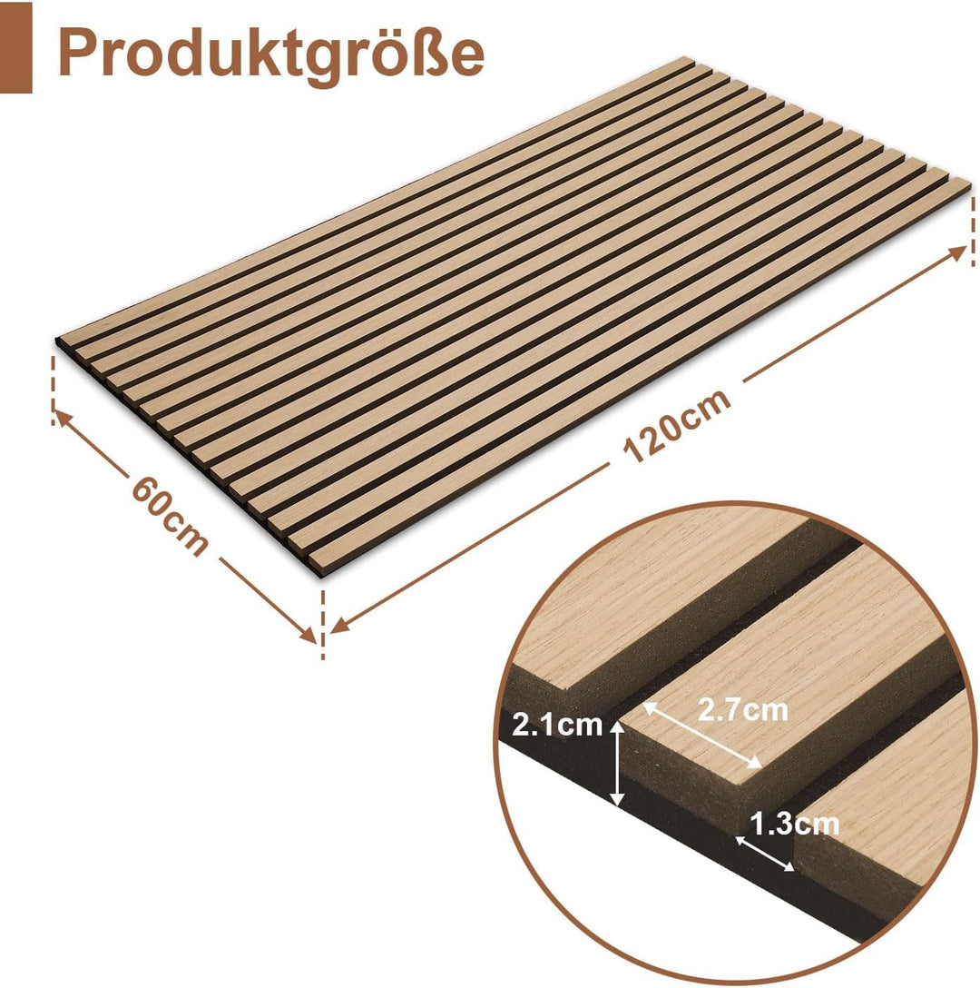 Fiqops 4X Akustikpaneele Holz 120x60cm Wandpaneele aus Holzfunier und Filz,Holzpaneele Eichenholz,Wa
