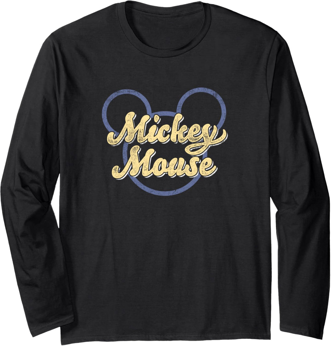 Disney Mickey Mouse Skript In Ears Outline Langarmshirt
