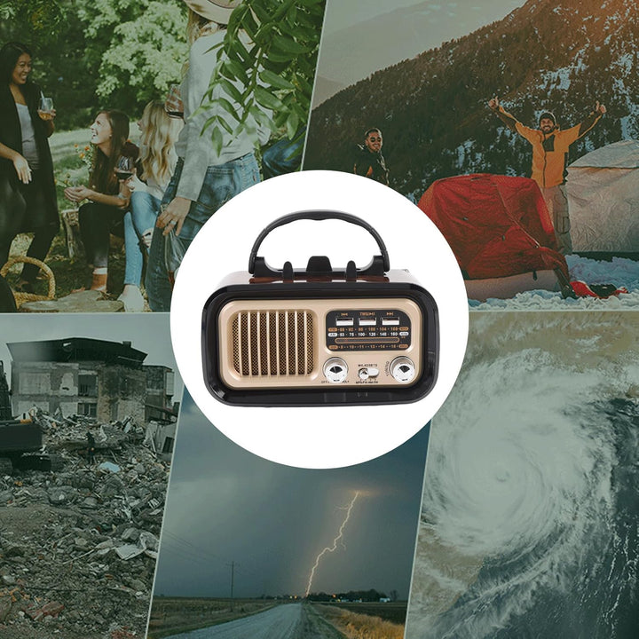 Retro Vintage Radio mit Bluetooth Lautsprecher, Tragbarer Kleiner Vintage AM FM Radio, Solar Batteri