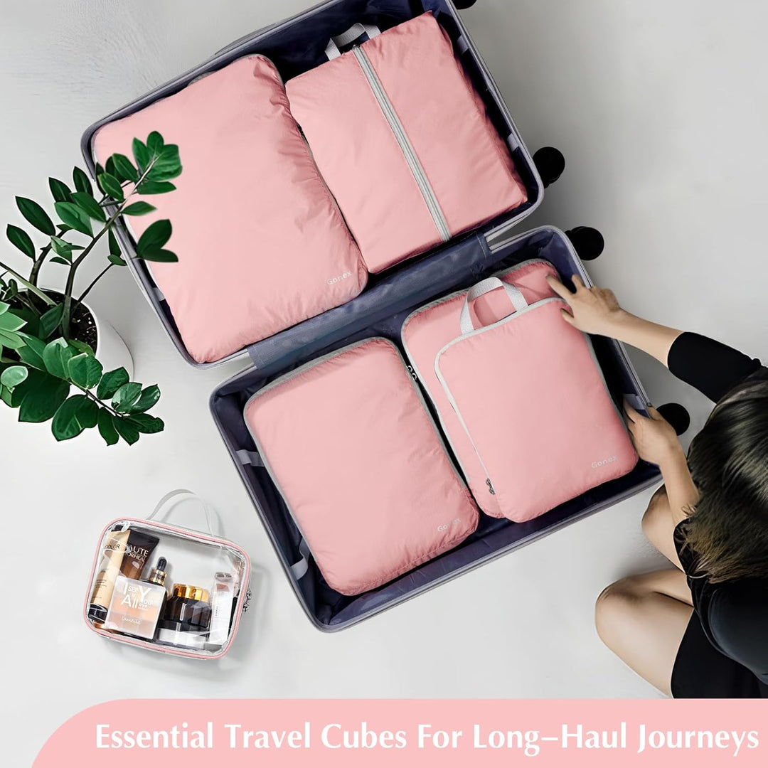 Gonex Compression Packing Cubes 6er Set, Gonex Kleidertaschen 6-teilig Verpackungswürfel, Kleidertas