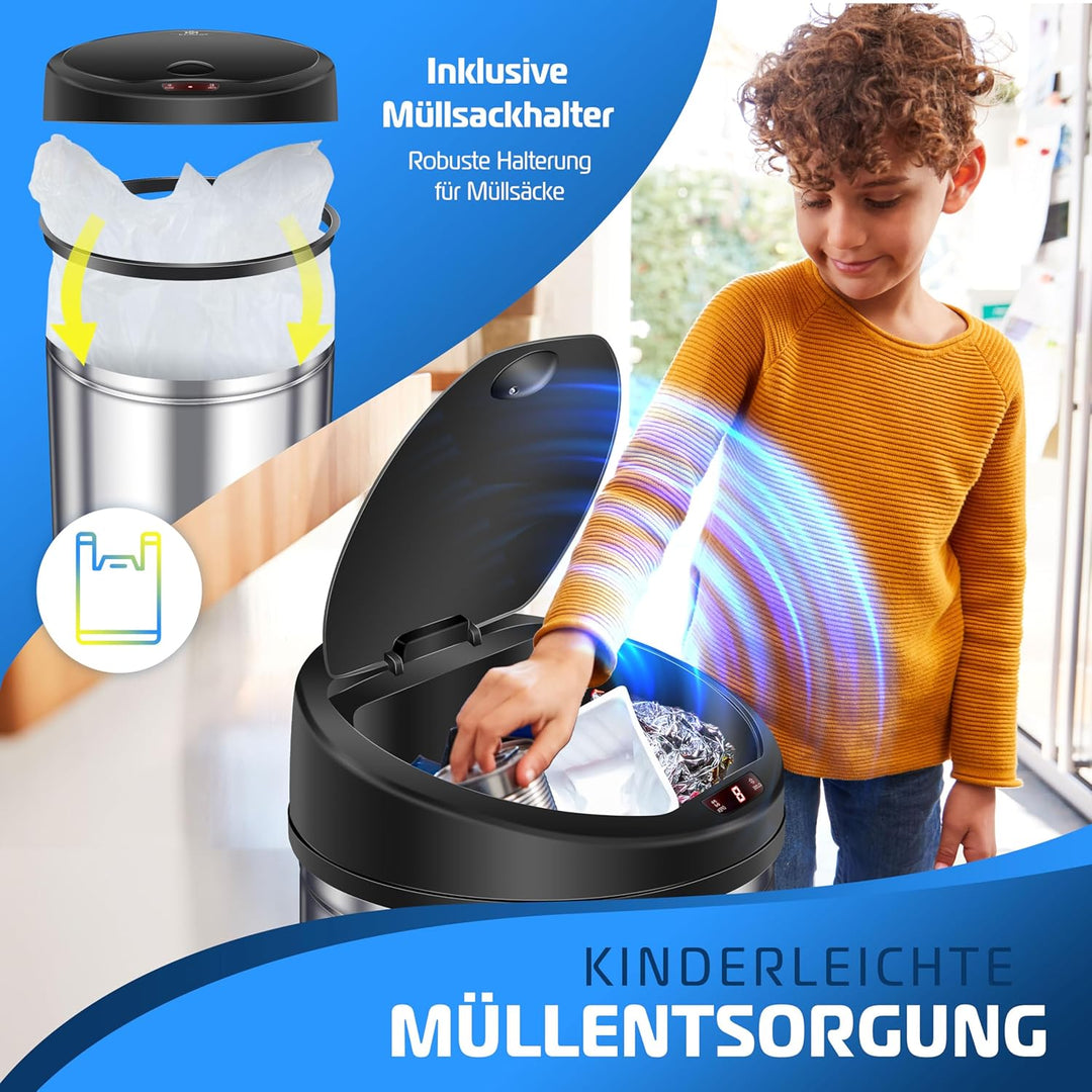 KESSER Sensor Mülleimer ✓ Automatik ✓ Abfalleimer ✓ Abfall | Edelstahl | Farbe: Silber | Grösse: 56
