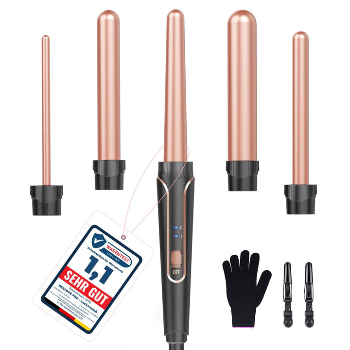 5-in-1 Lockenstab-Set - Wellenlockenstab - Geeignet für alle Haartypen, Keramikmaterial, schnelles A