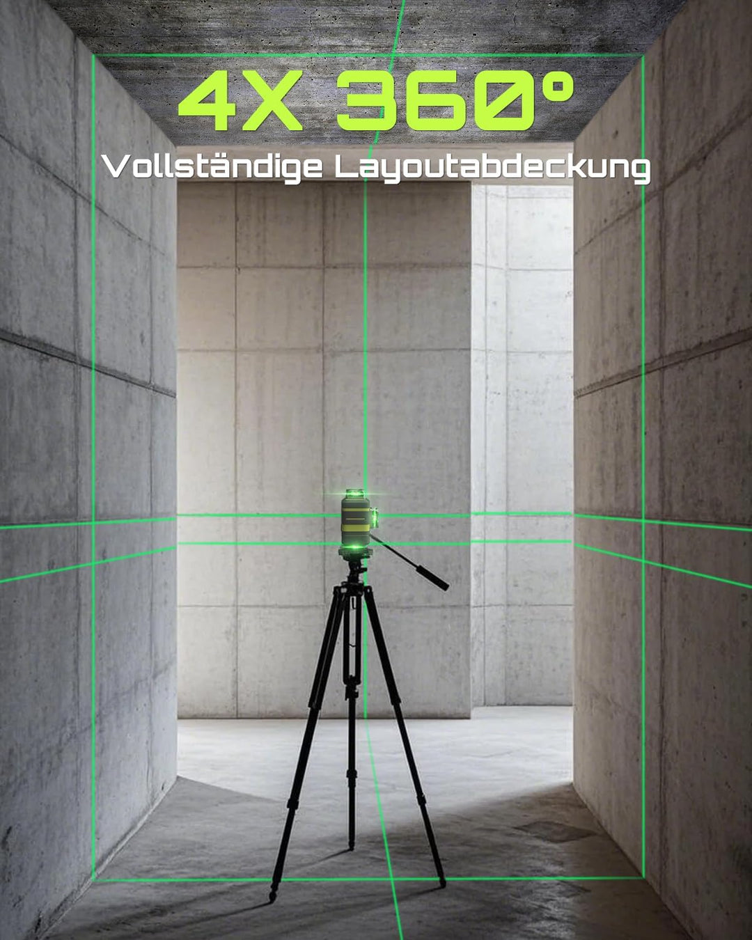 LasGoo LG-4D 16 Grünstrahl 4x360° Laser, selbstnivellierend mit horizontalem und vertikalem Layout,