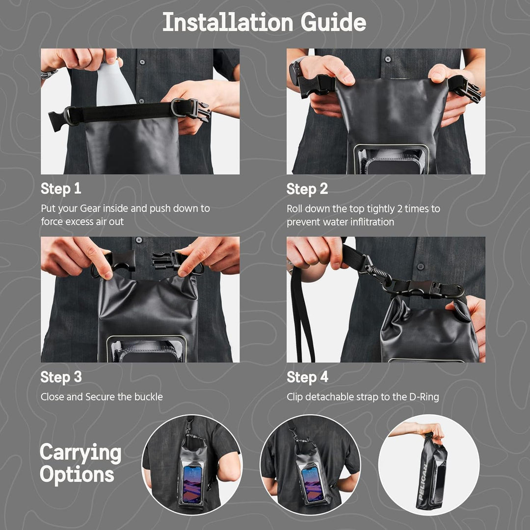 Pelican Marine Wasserdichter Roll-Top Dry Bag Dry Bag - Stealth Black, Dry Bag - Stealth Black