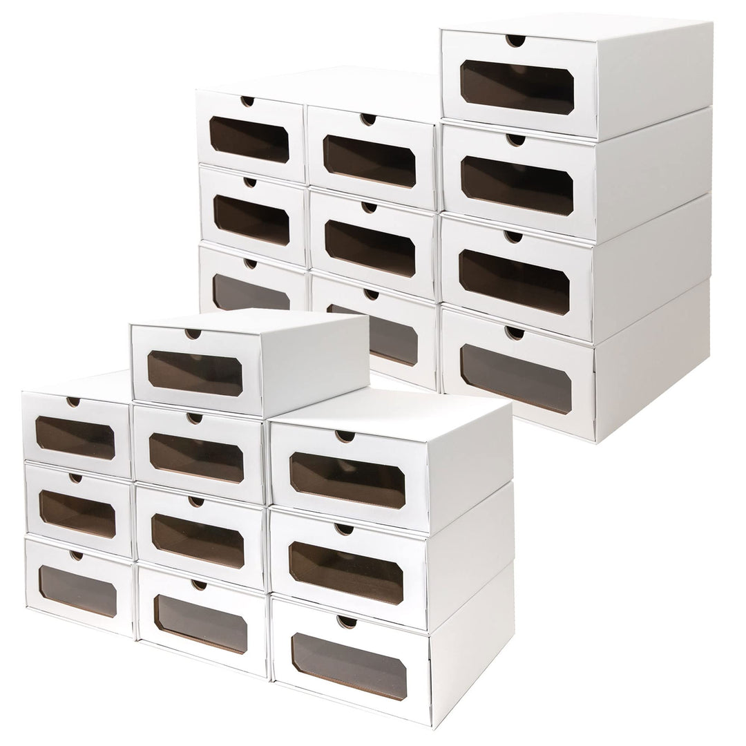 20 x PresentFill® Aufbewahrungsbox Weiss Schuhbox Schuhkiste Schuhschachtel Schuhkarton Ordnungsboxe