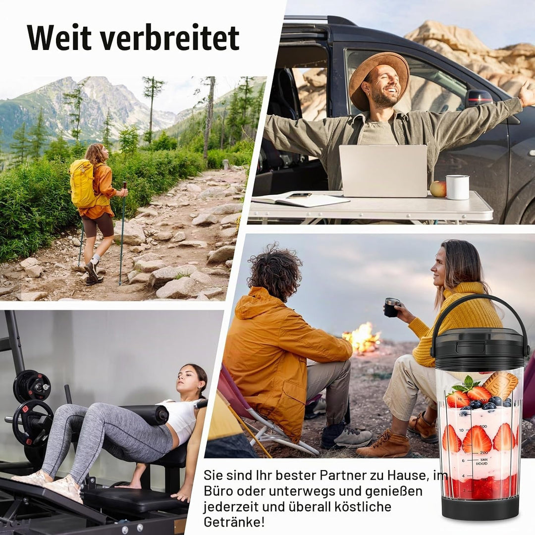Ninja Blast Tragbarer Mixer Ersatzteile Zubehör 530ml: Becher mit Trinköffnung Deckel &amp; Untere Kappe