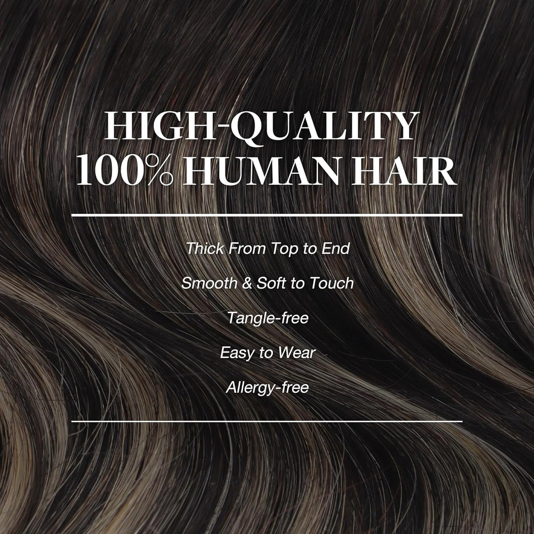 GOO GOO Clip in Extensions Echthaar, Echthaar Extensions Clip, 45cm 120g 7pcs, Clip In Haarverlänger