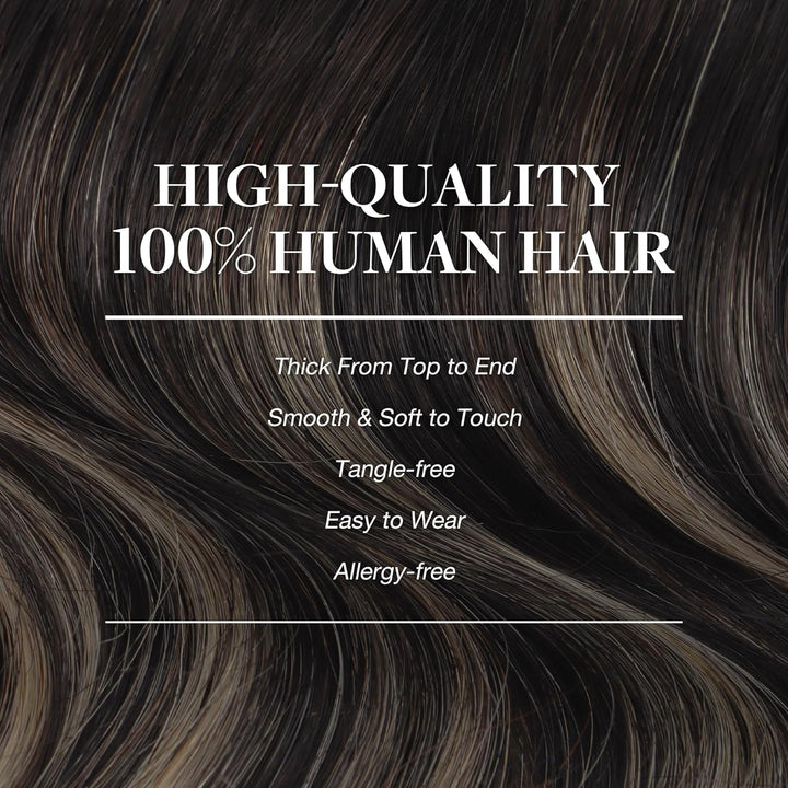 GOO GOO Clip in Extensions Echthaar, Echthaar Extensions Clip, 45cm 120g 7pcs, Clip In Haarverlänger