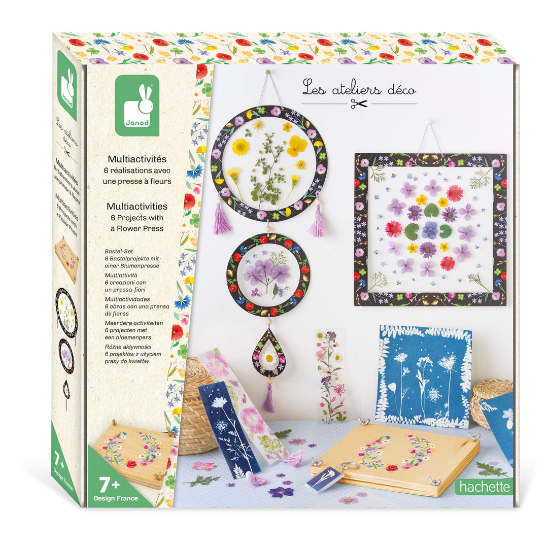 Janod - Blumenpresse für Kinder - 6 Bastelaktivitäten - Les Ateliers Déco - Kreatives Hobby Kinder -
