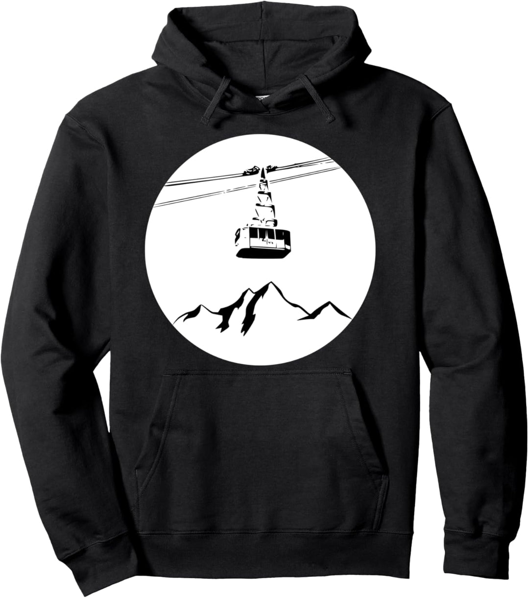 Berg mit Gondel schwarz Pullover Hoodie