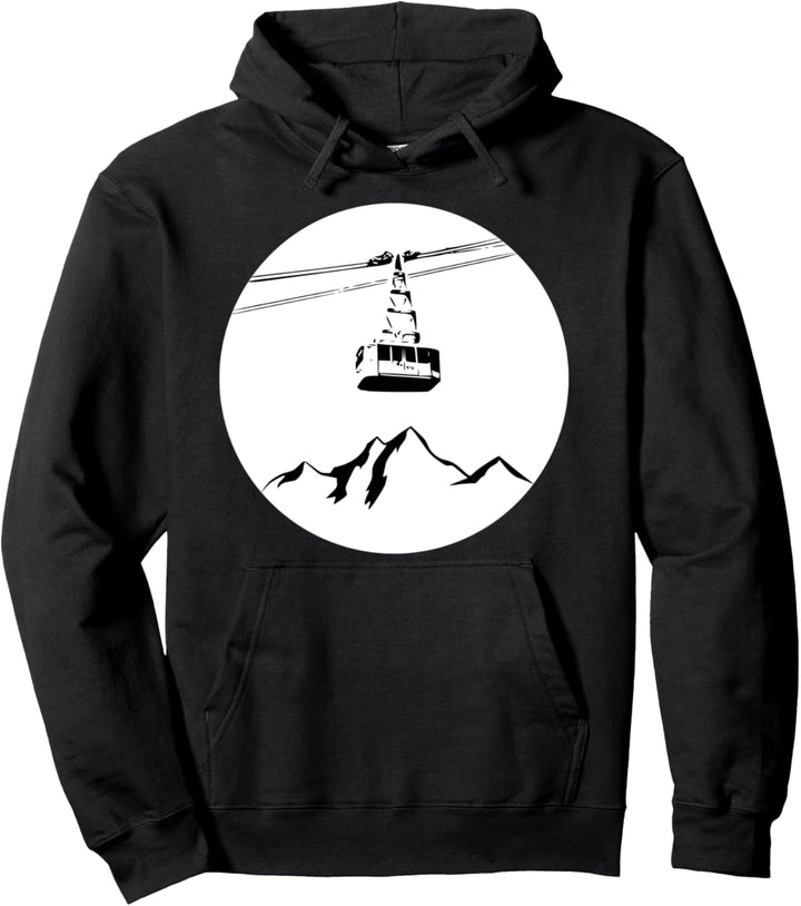Berg mit Gondel schwarz Pullover Hoodie