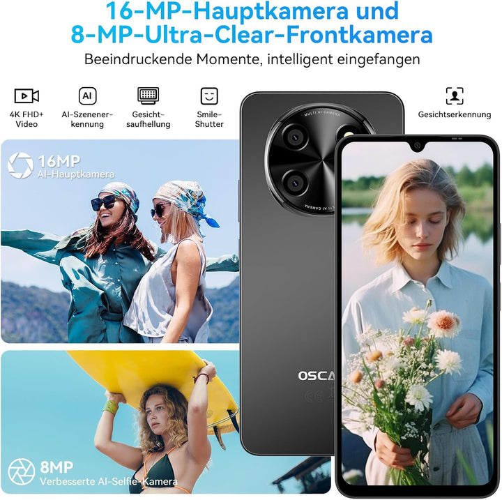 OSCAL Tiger 8 24GB+128GB/2TB TF Smartphone 5G Ohne Vertrag, 6,88 Zoll 120Hz Augenschutz-Display, And