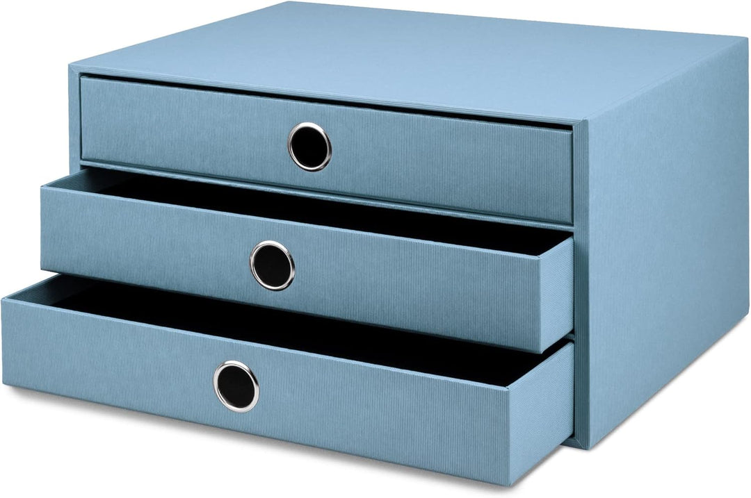 Rössler 1524452153 - S.O.H.O. 3er Schubladenbox für DIN A4, mit Griffloch, Denim, 343 x 250 x 185 mm