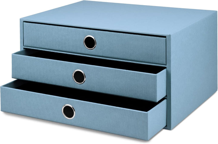 Rössler 1524452153 - S.O.H.O. 3er Schubladenbox für DIN A4, mit Griffloch, Denim, 343 x 250 x 185 mm