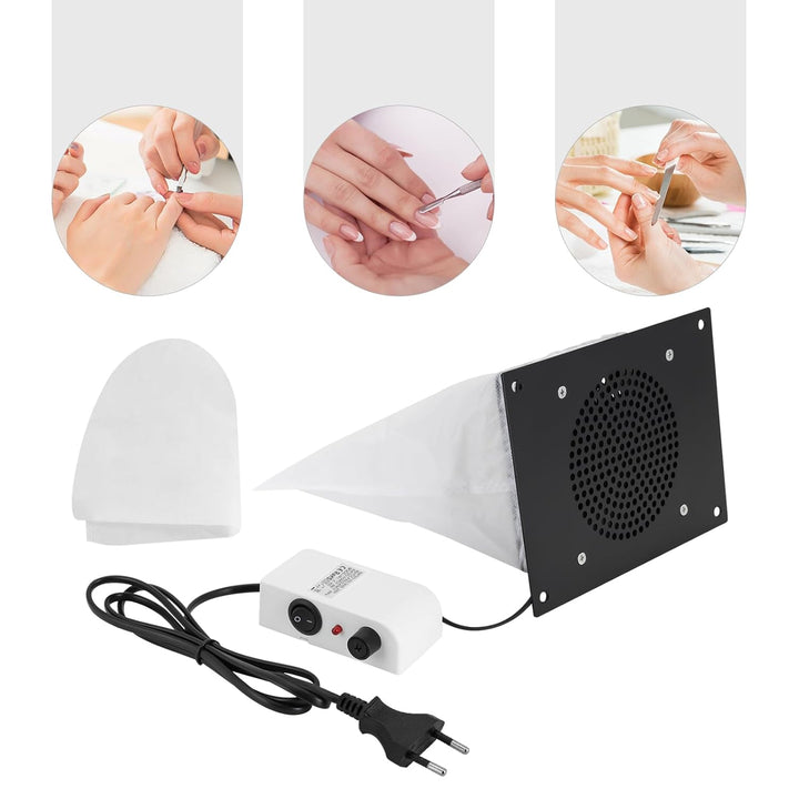 Nagelstaubsauger 6W, Staubabsaugung 3650 U/min Geräuscharm mit 2 Staubsaugerbeutel für Nagelkunst Na