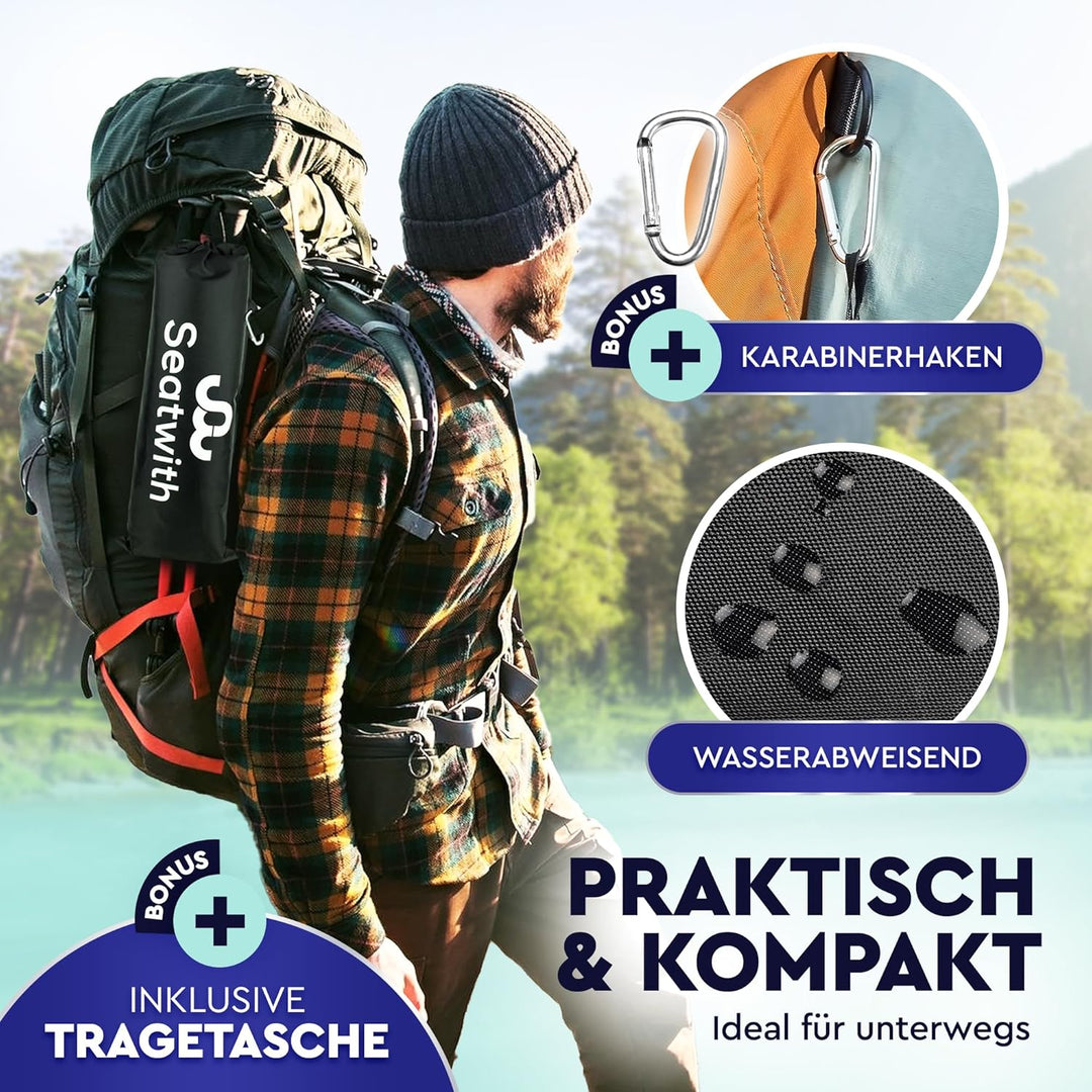Seatwith Foldable iso seat Cushion Outdoor Sitzmatte (2 Stück) Schwarz, Outdoor Sitzmatte (2 Stück)