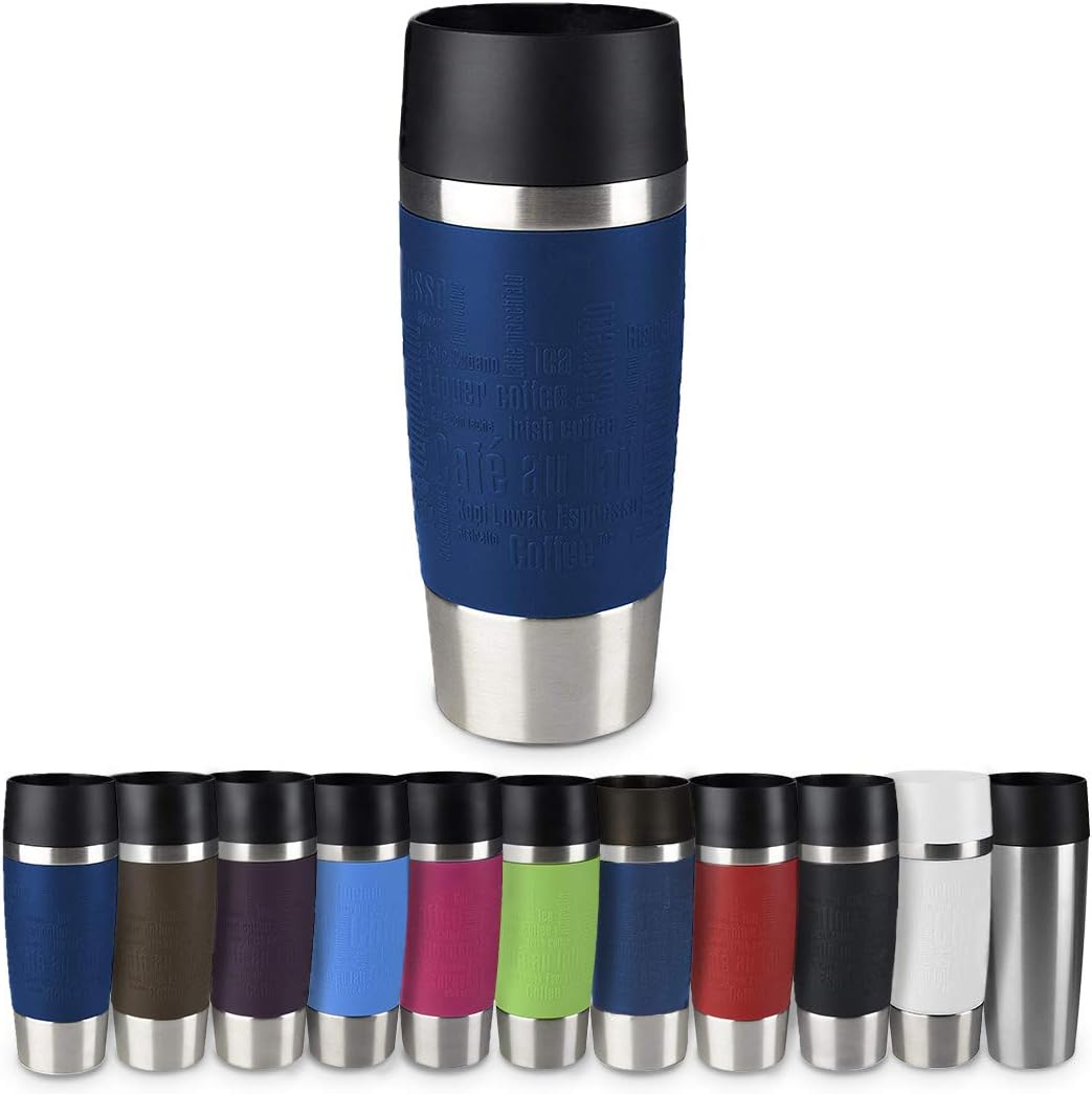 Emsa Standard-Design Travel Mugs, blau/limette, 2 x 360ml 2 Stück (1er Pack) Blau + Limette, 2 Stück