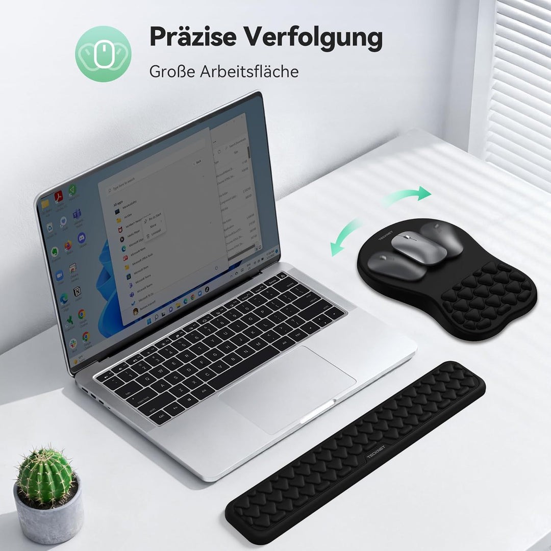 TECKNET Ergonomisches Mauspad und Handballenauflage Tastatur, Mousepad mit Handauflage, Gaming Mausp