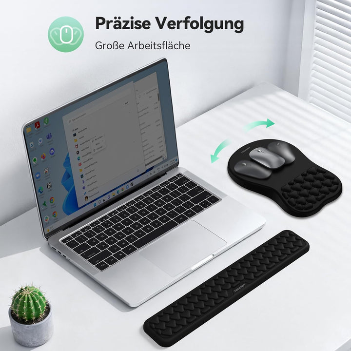 TECKNET Ergonomisches Mauspad und Handballenauflage Tastatur, Mousepad mit Handauflage, Gaming Mausp