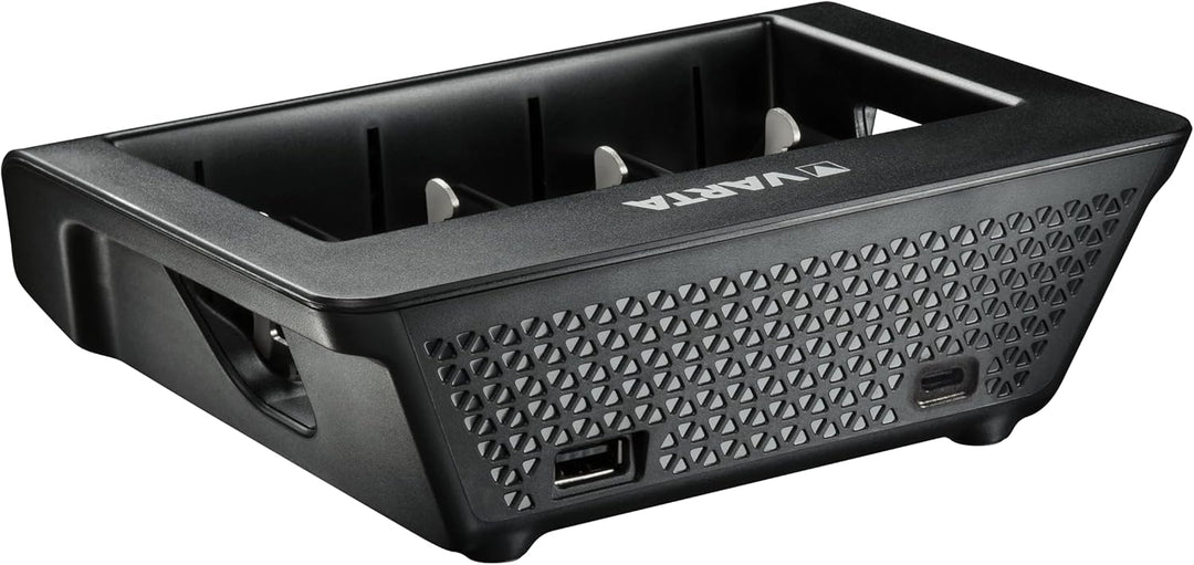 VARTA Universal Charger+, Ladegerät für Akkus in AA/AAA/9V und USB Geräte, Einzelschachtladung LCD U