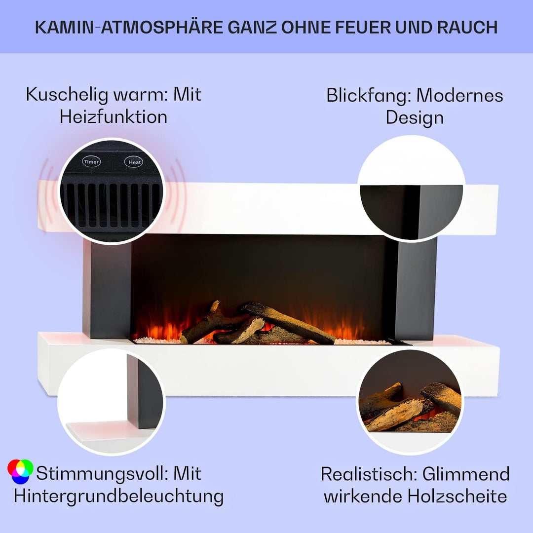 Klarstein Elektrokamin, Elektro Heizungen für Wohnzimmer & Innenräume, Elektrischer Kamin mit LED Fl