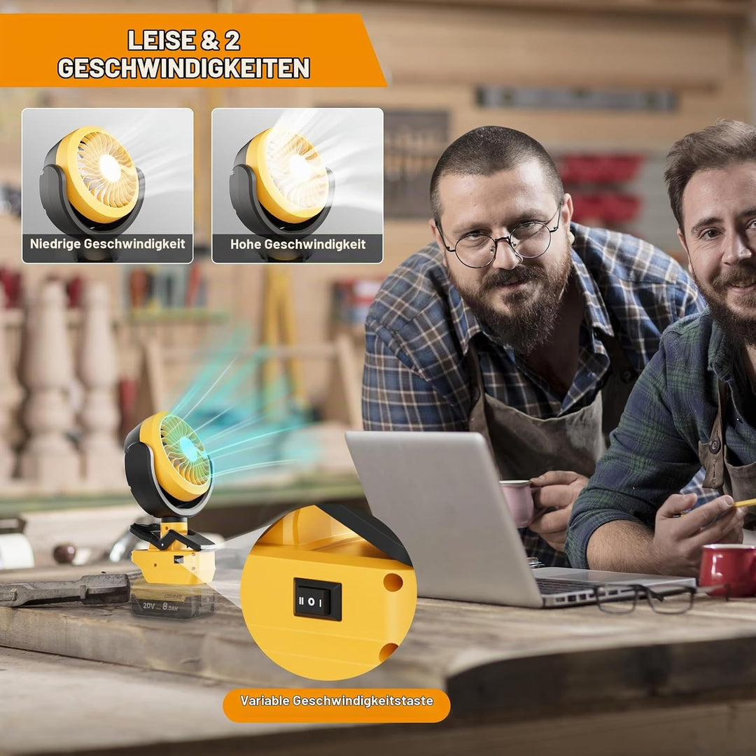 Bonadget 2-in-1 Akku Ventilator für DCB182 18V Akku((ohne Akku)) Tragbare Clip-On-Ventilator mit 2 M