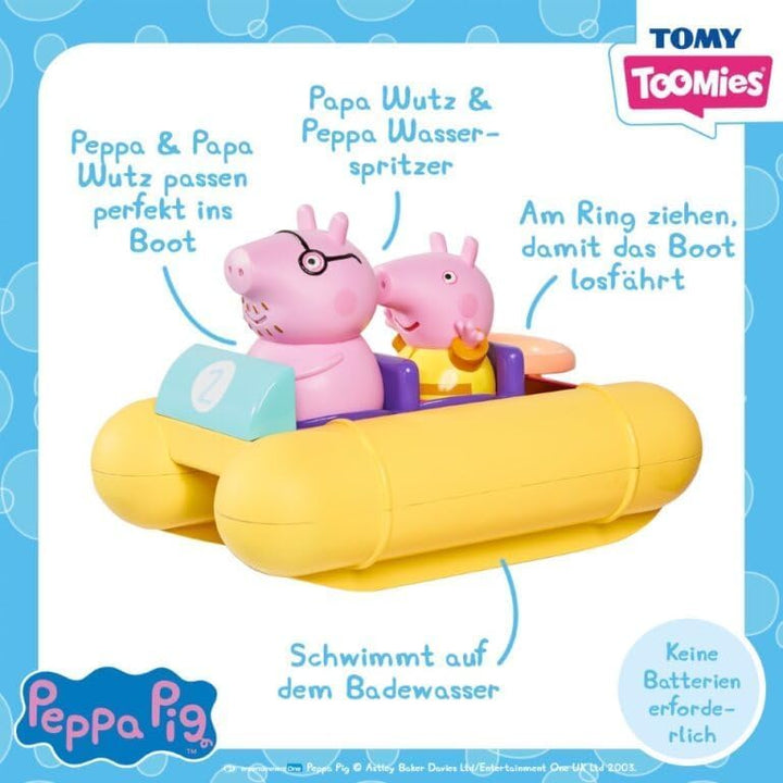 TOMY Toomies Peppa Wutz Pedalo, Baby-Badespielzeug, spassiges Bade-Accessoire und Wasserspiel für Ki