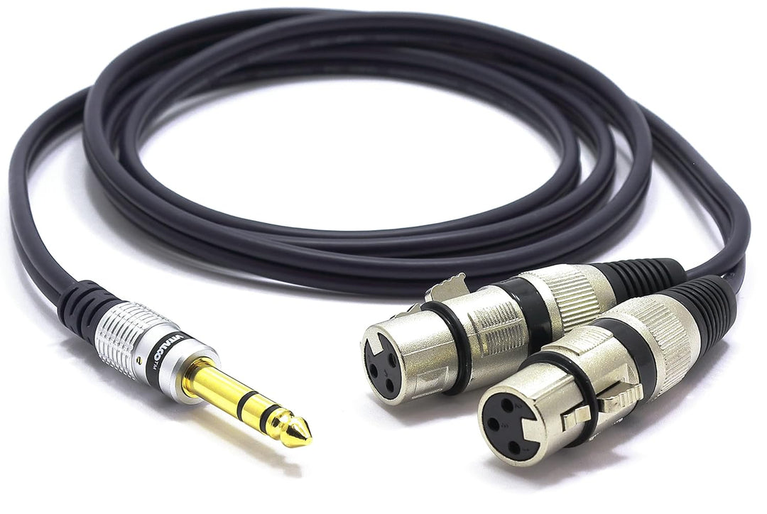 VITALCO 2x XLR Buchse auf Stereo Klinke Kabel 3m Mikrofonkabel 3 Polig Weiblich auf 6,3 TRS Klinkens