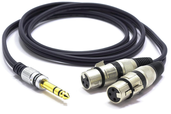 VITALCO 2x XLR Buchse auf Stereo Klinke Kabel 3m Mikrofonkabel 3 Polig Weiblich auf 6,3 TRS Klinkens