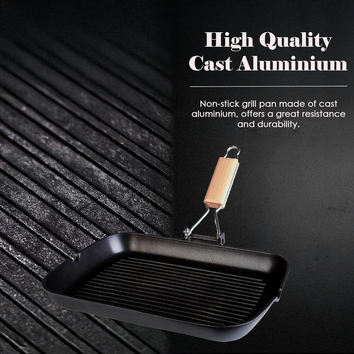 WECOOK! Ecostone Grillpfann Induktion Gewellt, 34 x 24 cm, Antihaftbeschichtung ILAG Ökologisch PFOA
