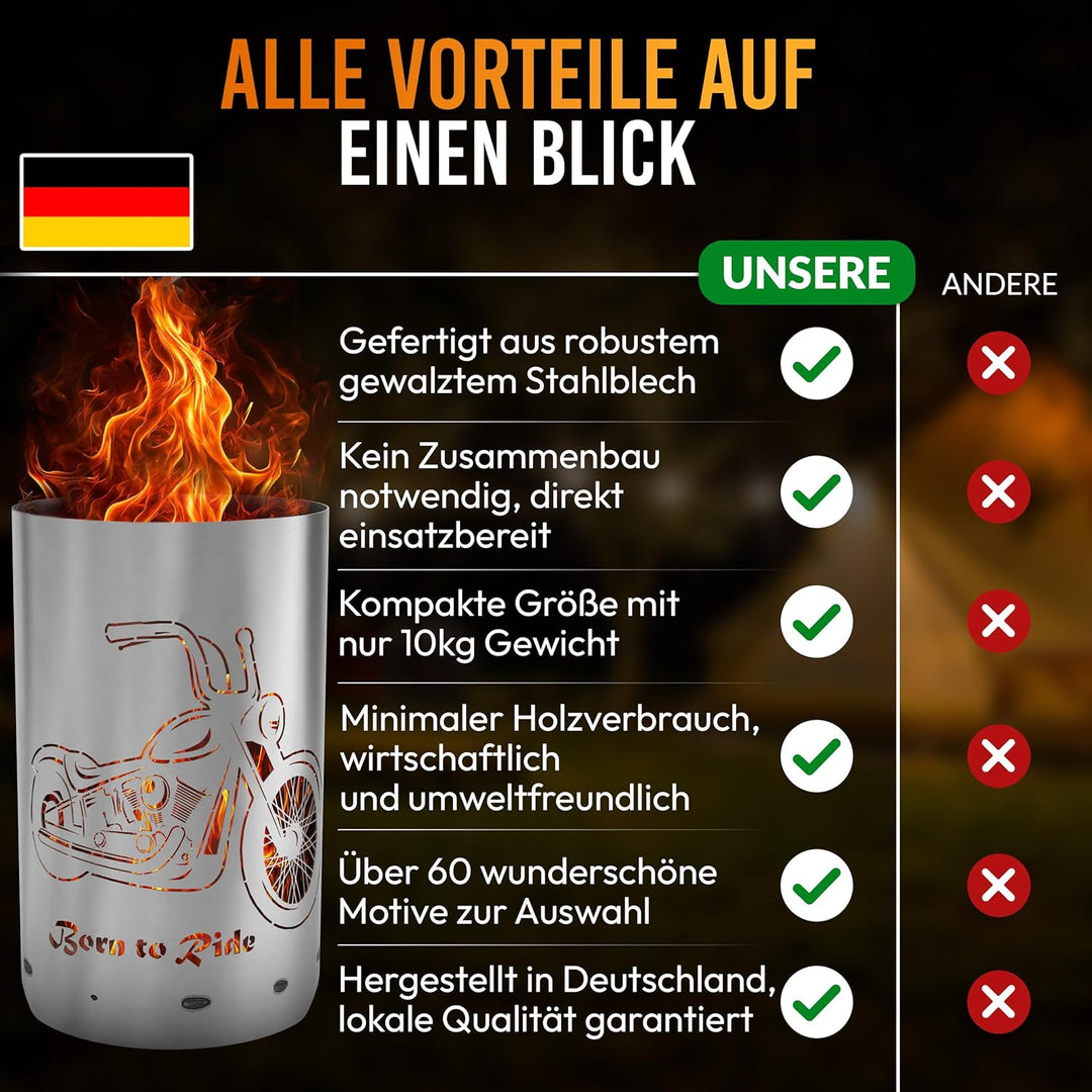 Coole Feuertonne/Feuerkorb mit Motiv Born to Ride