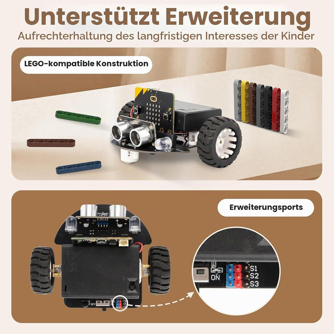 Robotik für Kinder im Alter von 8–12 Jahren 12–16, ACEBOTT Smart Robot Car Kit Kompatibel mit BBC Mi