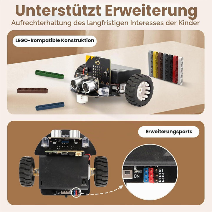 Robotik für Kinder im Alter von 8–12 Jahren 12–16, ACEBOTT Smart Robot Car Kit Kompatibel mit BBC Mi