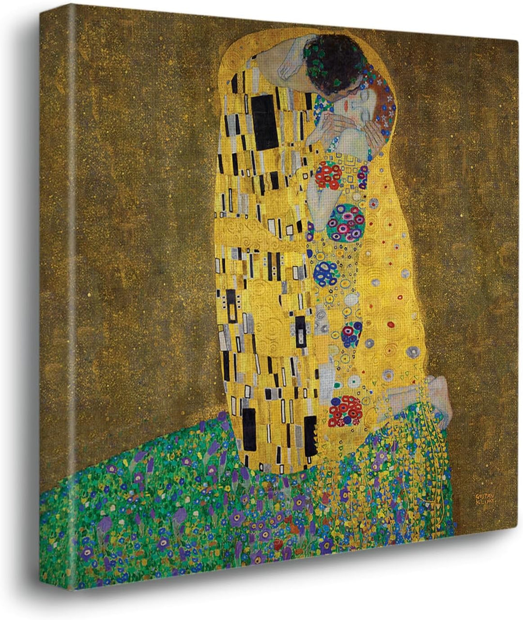 Giallobus - Gemälde - Gustav Klimt - Der Kuss - Premium Loom Canvas mit hoher Dicke - 70x70 - Bereit