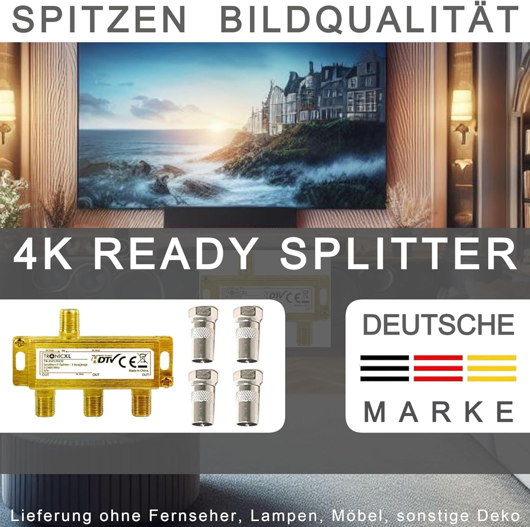 TronicXL 3fach BK CATV Breitband Kabel Verteiler 3-Fach TV Weiche für DVB-T Kabelfernsehen SAT Split