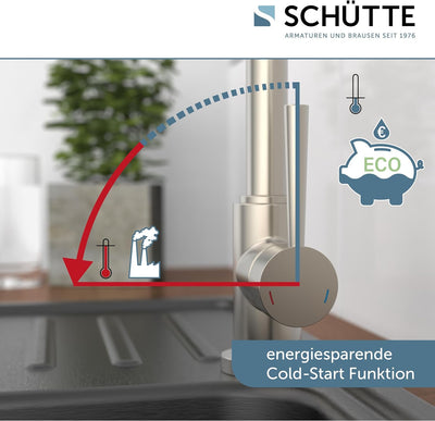 SCHÜTTE 79126 Küchenarmatur CORNWALL, 360 Grad schwenkbarer Wasserhahn Küche, Mischbatterie für die