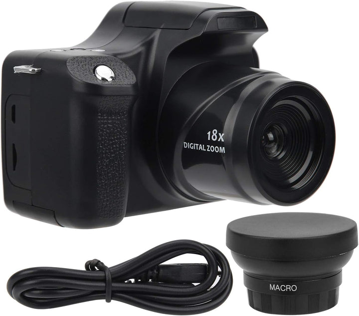 HD-DSLR-Kamera mit 18-fachem Zoom, 3-Zoll-LCD-HD-Bildschirm, CMOS 5 MP, Bis zu 24 MP Sensor, F/2,9 F
