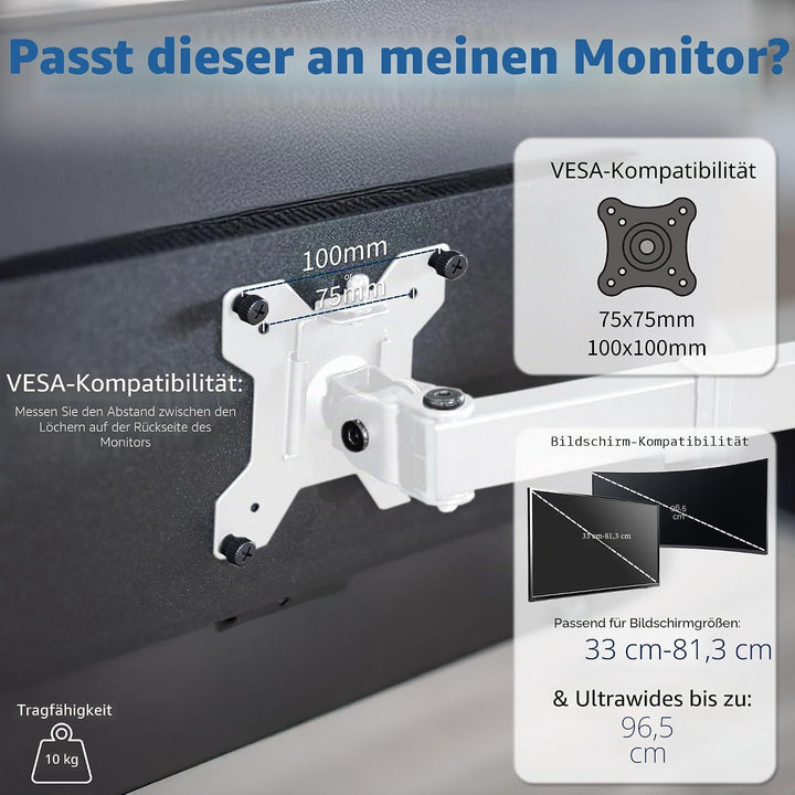 VIVO Schreibtischhalterung, 1 Arm, für Bildschirme bis zu 96,5 cm (38 Zoll), ultrabreit, voll Verste