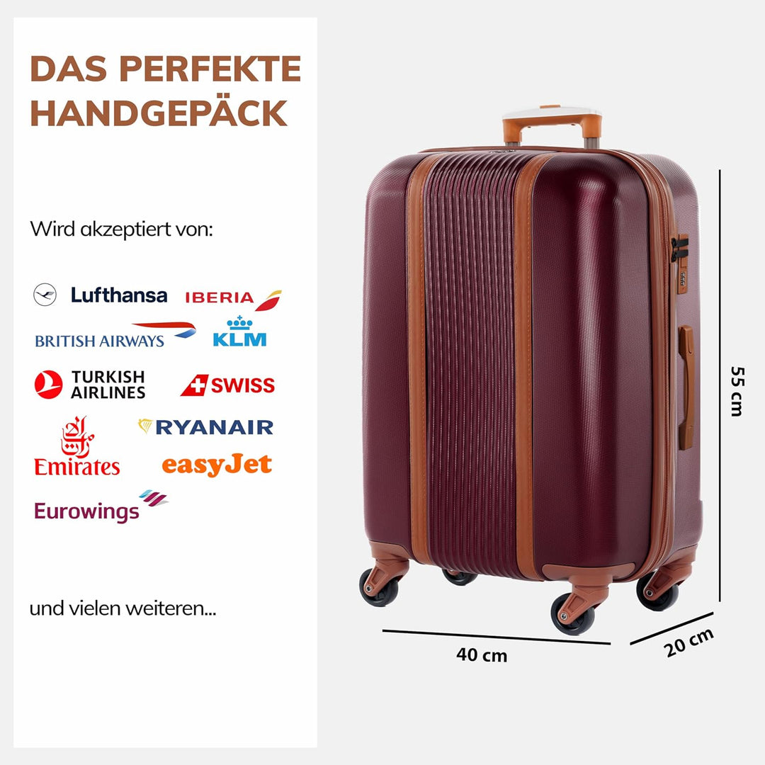 FERGÉ Handgepäck-Koffer Hartschale Milano Bordgepäck Rollkoffer 55 cm Reisekoffer Kabinen-Trolley 4