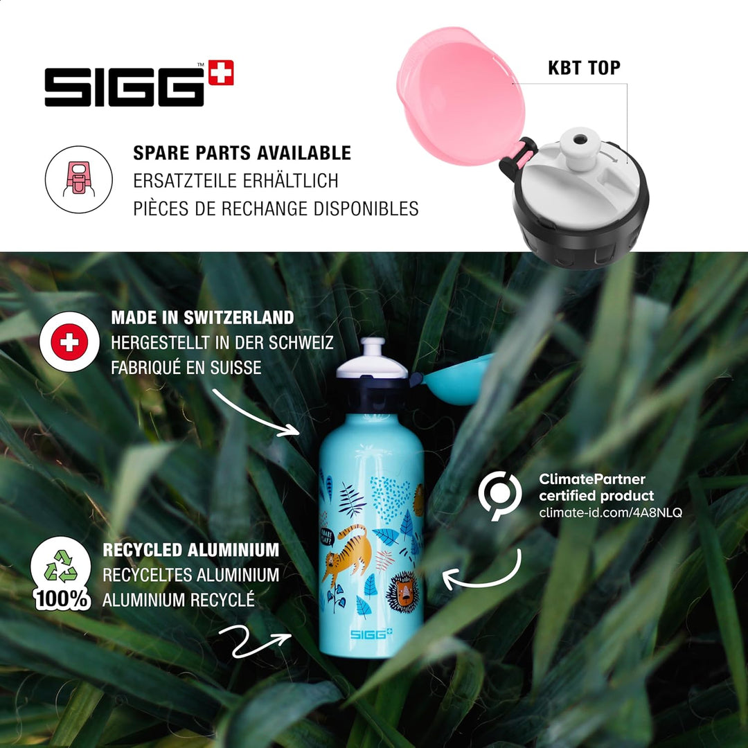 Sigg - Alu Trinkflasche Kinder - KBT - Made in Switzerland - Auslaufsicher & Bruchsicher - Federleic