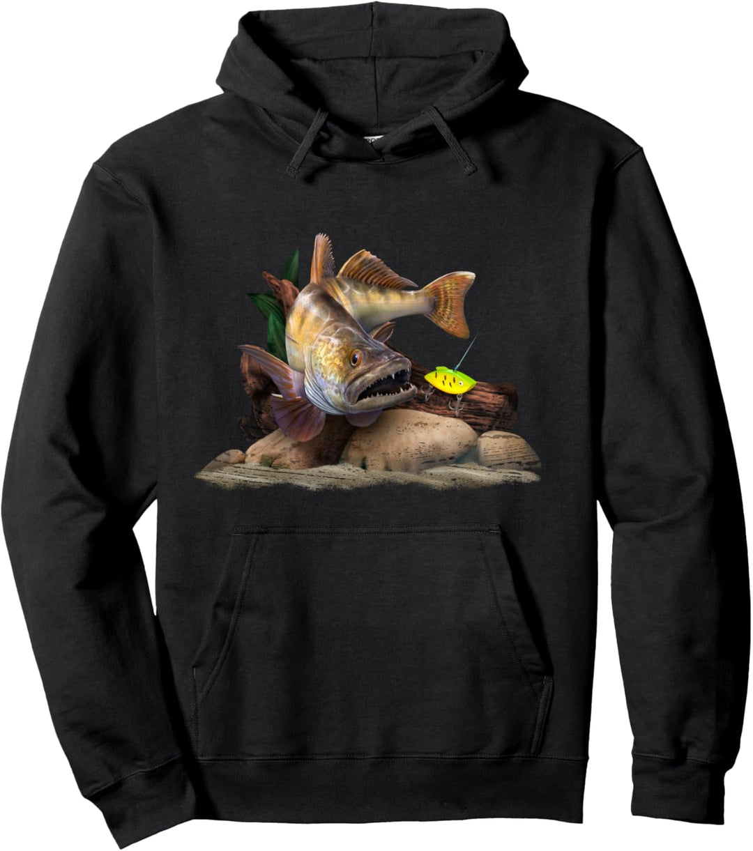 Raubfisch Design mit Zander und Köder für Zanderangler Pullover Hoodie