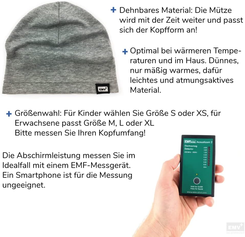 EMV+ Anti-Radiation Strahlenschutz Mütze/Haube (Schwarz) (Medium (51-57cm)) M-L Schwarz, M-L Schwarz