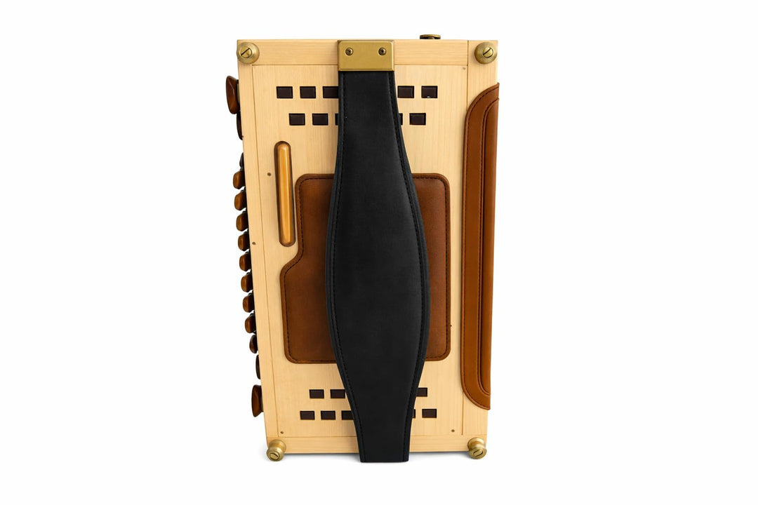 Steirische Harmonika Bassbodenleder Variante 2 + Ledereinsatz, hellbraun