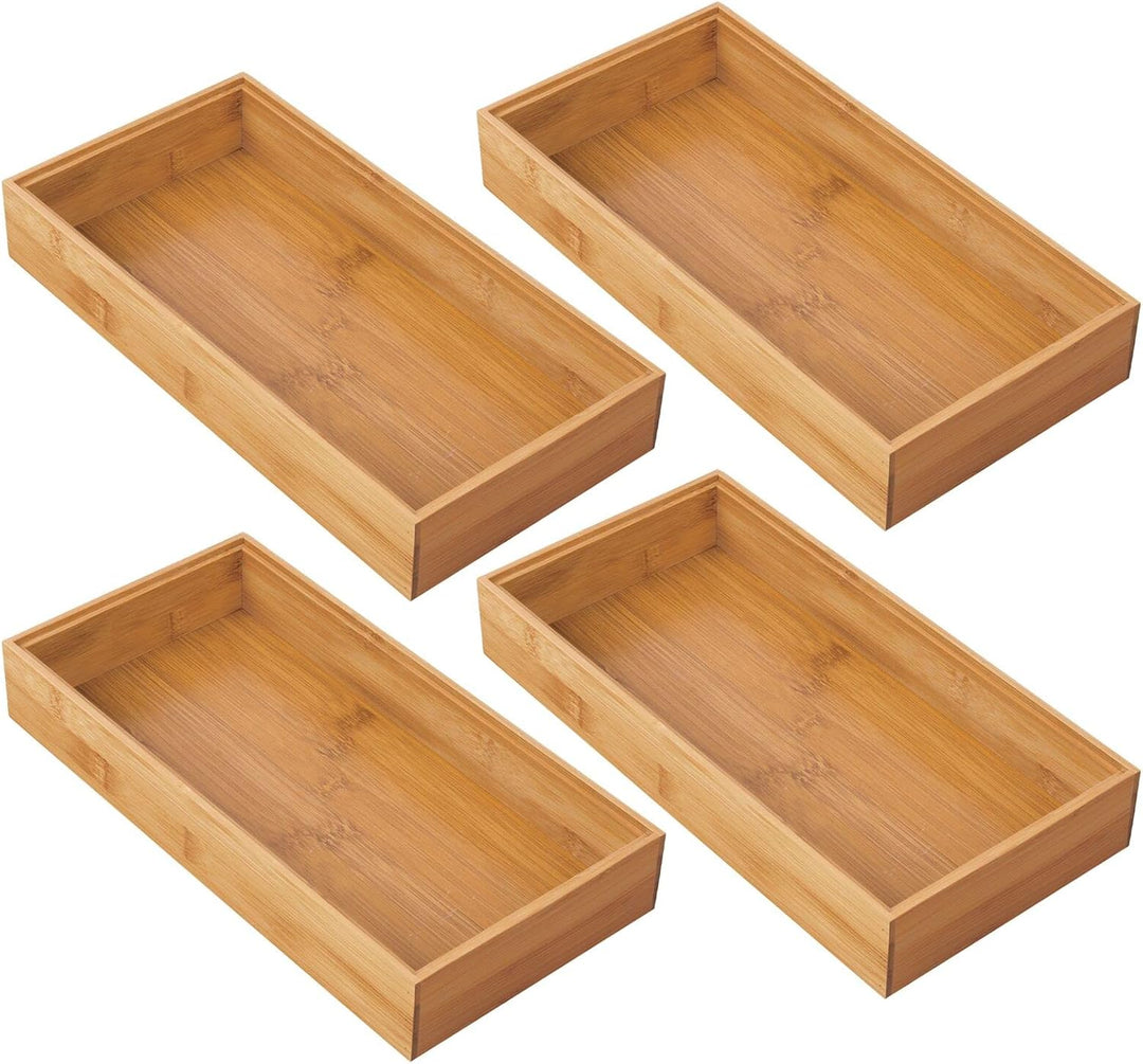 mDesign 4er-Set Aufbewahrungsbox für die Küche – extragrosse Schubladenbox aus Holz – stapelbarer Sc