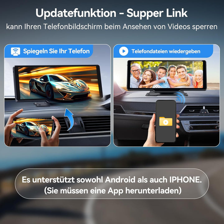 CarPlay & Android Auto Display Car Stereo, Auto-Display, 10.26-Zoll-IPS-Touchscreen, Digital Receive